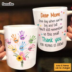 Personalized Gift For Mom Flower Handprint Mug 5