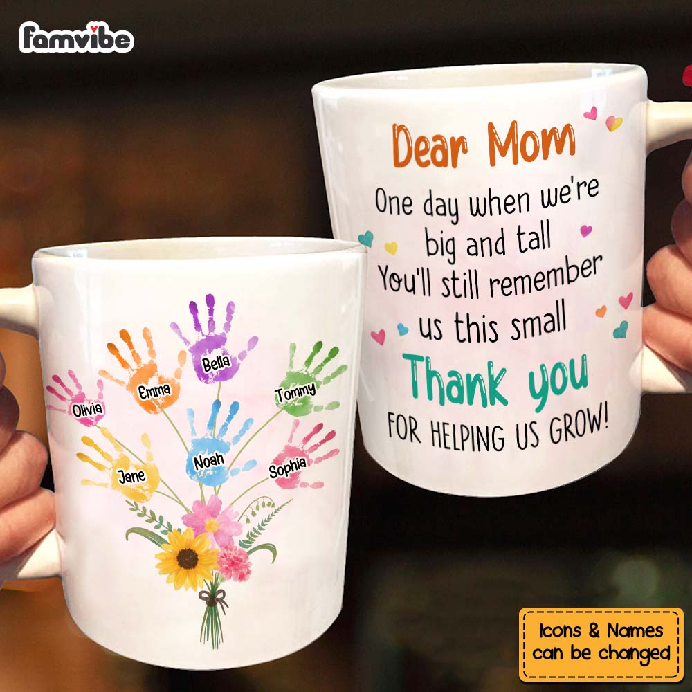 Personalized Gift For Mom Flower Handprint Mug Personalized Gift For Mom Flower Handprint Mug