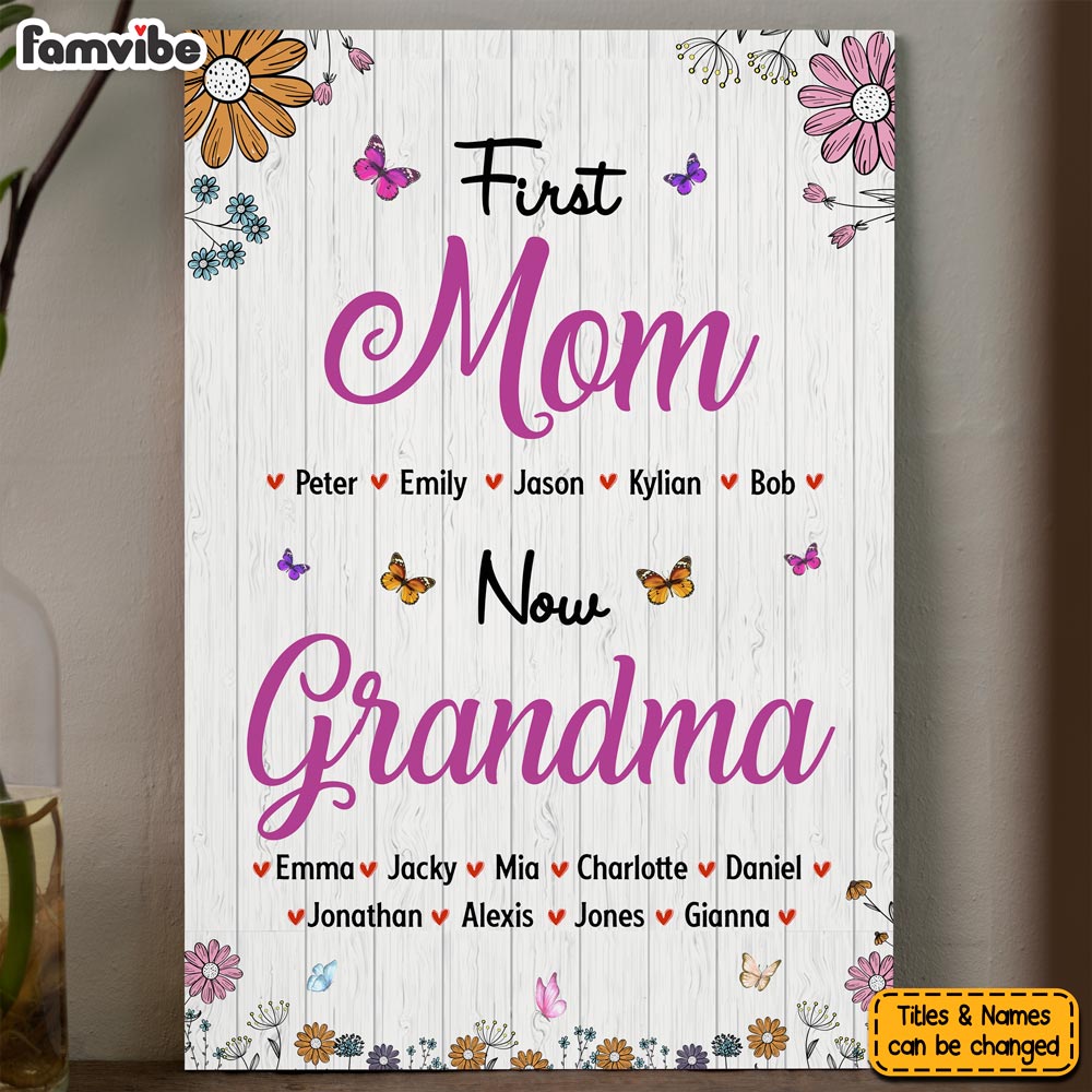 Personalized Gift For Nana First Mom Now Grandma Canvas Personalized Gift For Nana First Mom Now Grandma Canvas