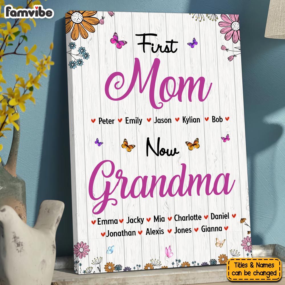 Personalized Gift For Nana First Mom Now Grandma Canvas Personalized Gift For Nana First Mom Now Grandma Canvas