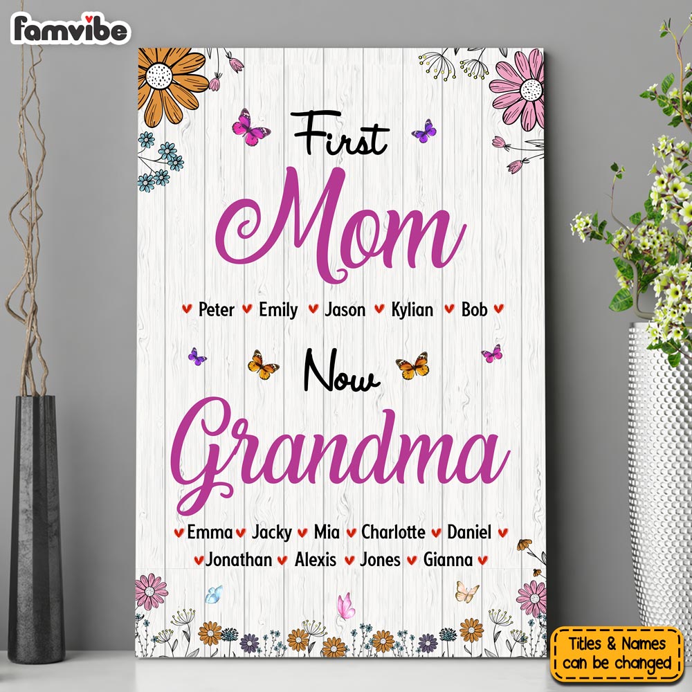 Personalized Gift For Nana First Mom Now Grandma Canvas Personalized Gift For Nana First Mom Now Grandma Canvas