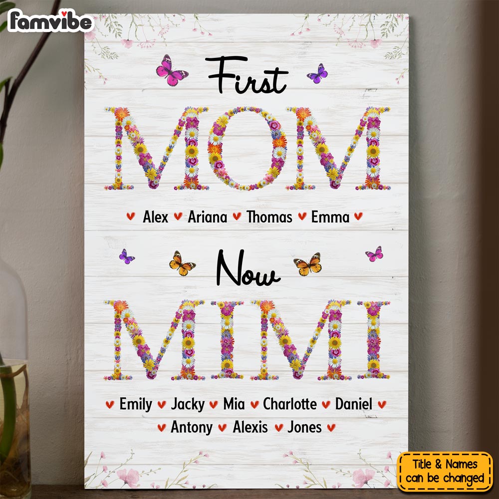 Personalized Gift For Nana First Mom Now Grandma Flower Pattern Canvas Personalized Gift For Nana First Mom Now Grandma Flower Pattern Canvas