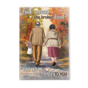 Personalized Gift For Old Couple God Blessed The Broken Road Canvas