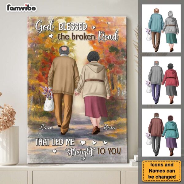 Personalized Gift For Old Couple God Blessed The Broken Road Canvas