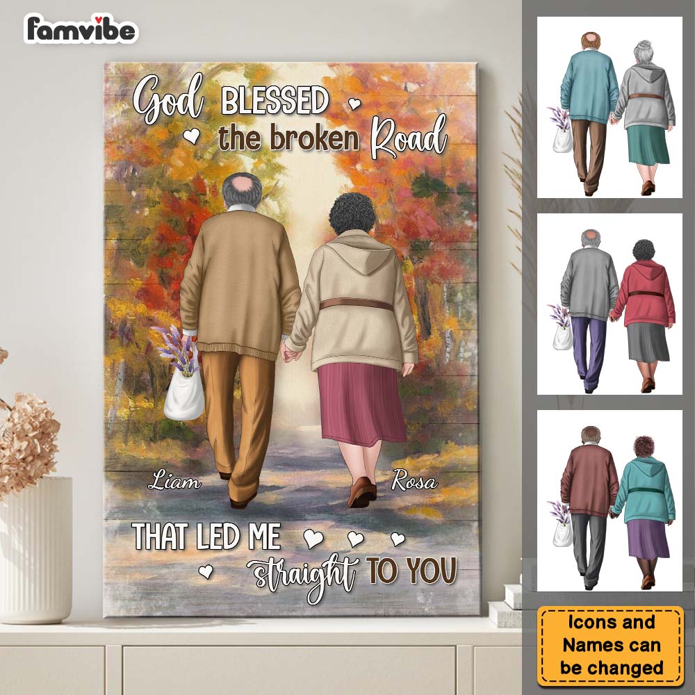 Personalized Gift For Old Couple God Blessed The Broken Road Canvas Personalized Gift For Old Couple God Blessed The Broken Road Canvas