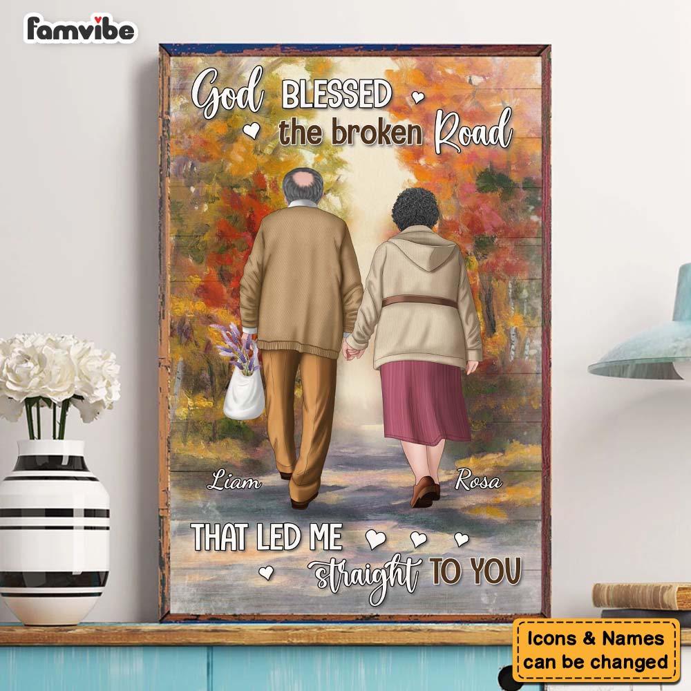 Personalized Gift For Old Couple God Blessed The Broken Road Canvas Personalized Gift For Old Couple God Blessed The Broken Road Canvas