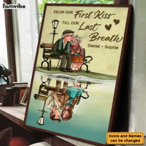 Personalized Gift For Senior Couple From Our First Kiss Till Our Final Breath Canvas 3