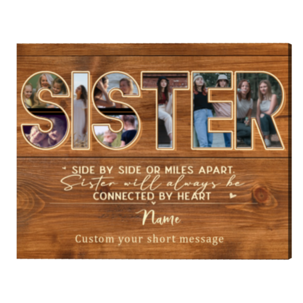 Personalized Gift For Sister, Sister Photo Collage Canvas, Unique Birthday Mothers Day Gifts For Sister – Best Personalized Gifts For Everyone