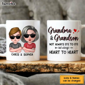 Personalized Gift Grandma And Grandson Always Heart To Heart Mug