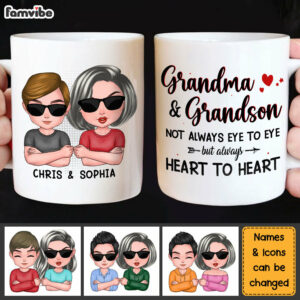 Personalized Gift Grandma And Grandson Always Heart To Heart Mug 3