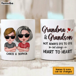 Personalized Gift Grandma And Grandson Always Heart To Heart Mug 5