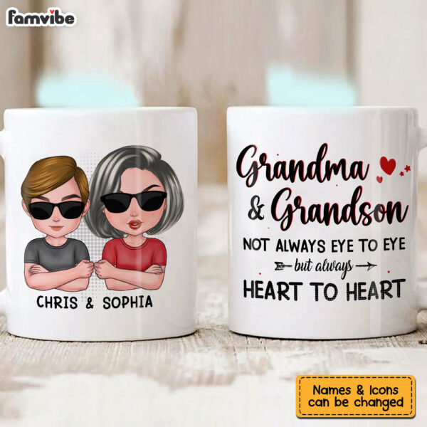 Personalized Gift Grandma And Grandson Always Heart To Heart Mug