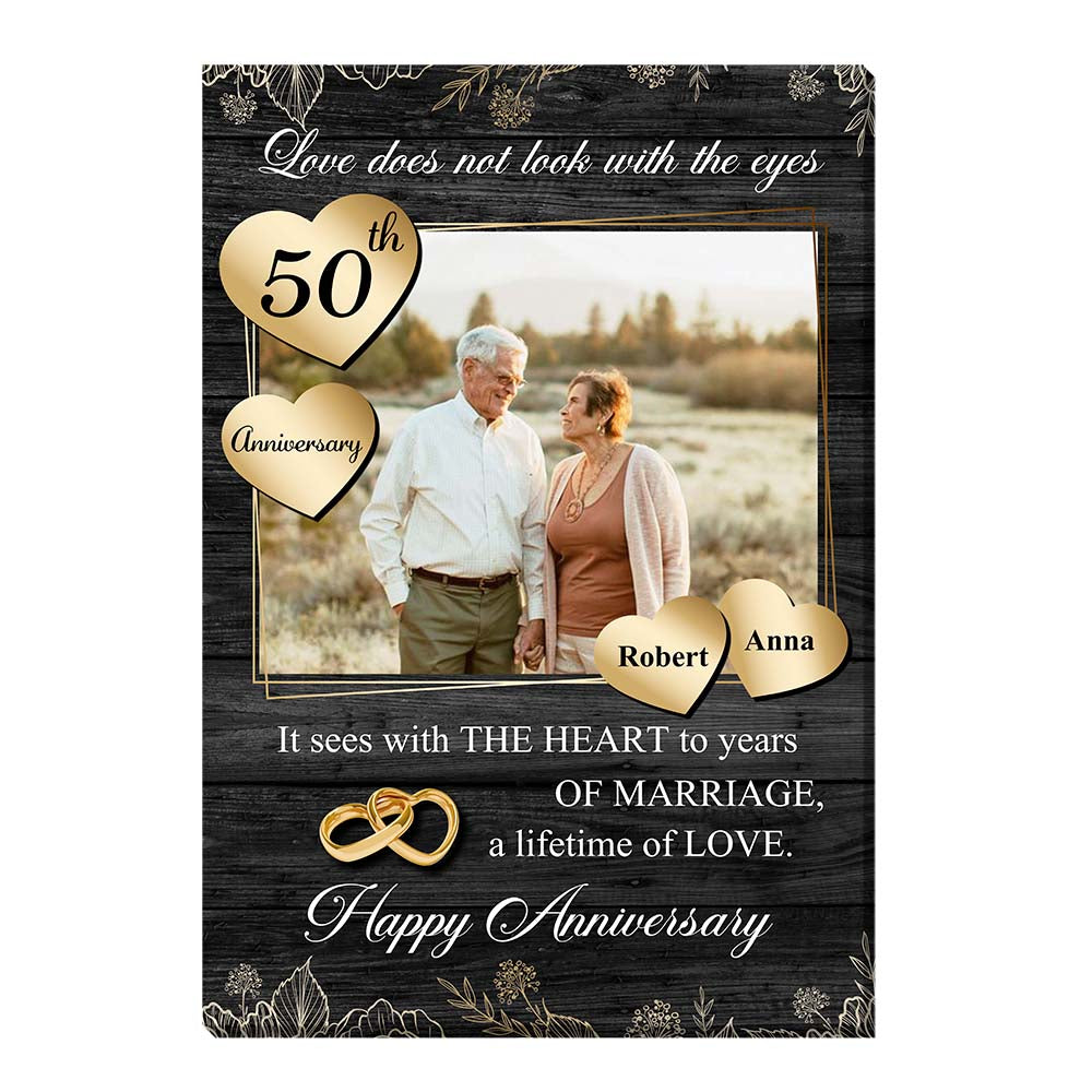 Personalized Gift Love Doesn't Look With The Eyes 50th Anniversary Canvas Personalized Gift Love Doesn't Look With The Eyes 50th Anniversary Canvas