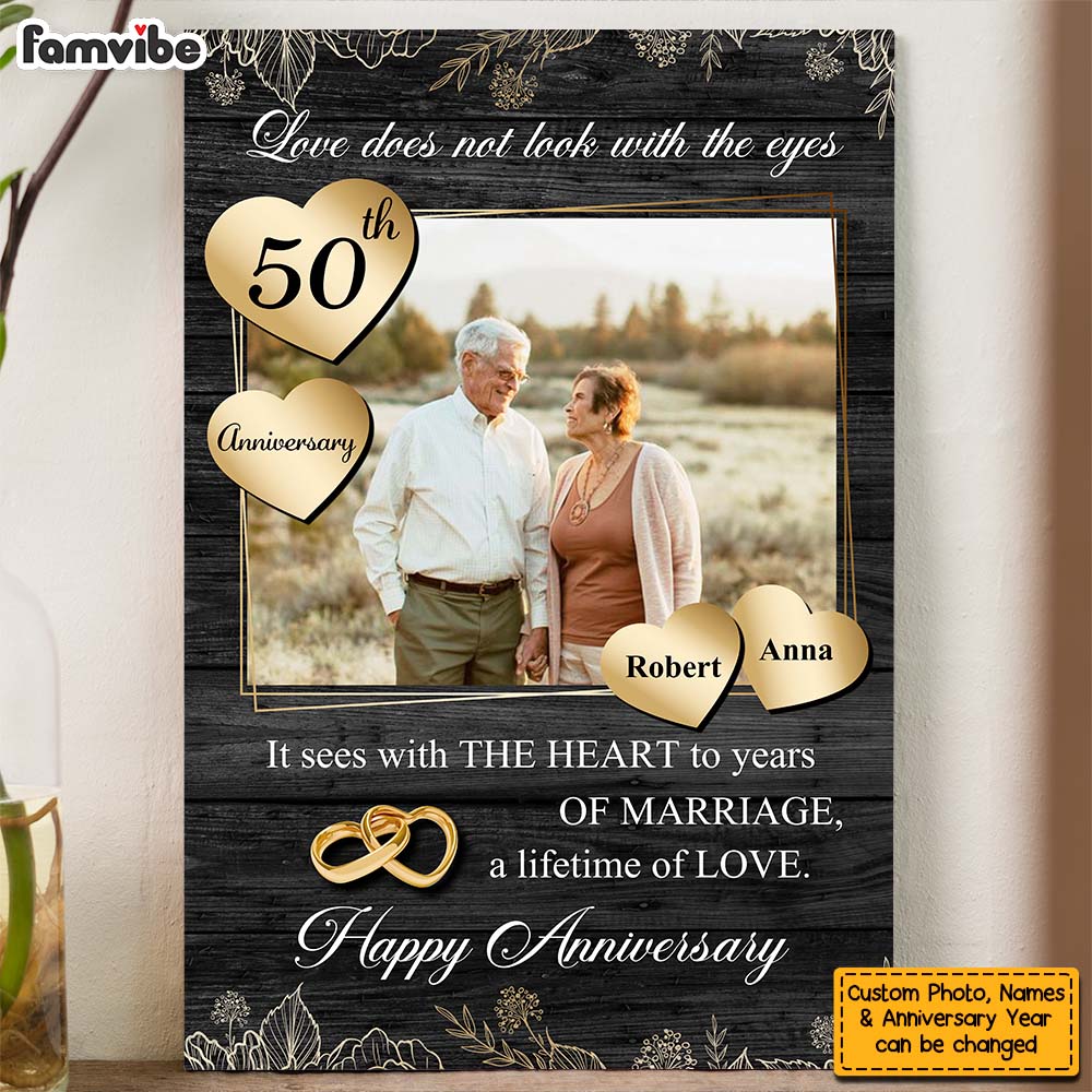 Personalized Gift Love Doesn't Look With The Eyes 50th Anniversary Canvas Personalized Gift Love Doesn't Look With The Eyes 50th Anniversary Canvas