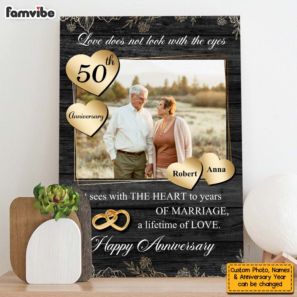 Personalized Gift Love Doesn't Look With The Eyes 50th Anniversary Canvas Personalized Gift Love Doesn't Look With The Eyes 50th Anniversary Canvas