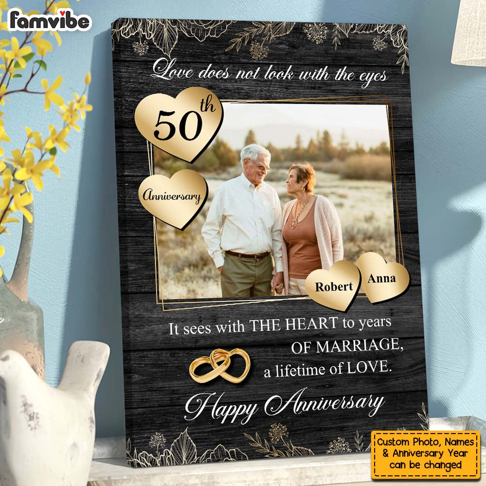 Personalized Gift Love Doesn't Look With The Eyes 50th Anniversary Canvas Personalized Gift Love Doesn't Look With The Eyes 50th Anniversary Canvas