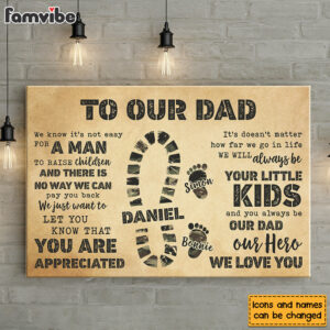 Personalized Gift To My Dad Camo Footprints Canvas