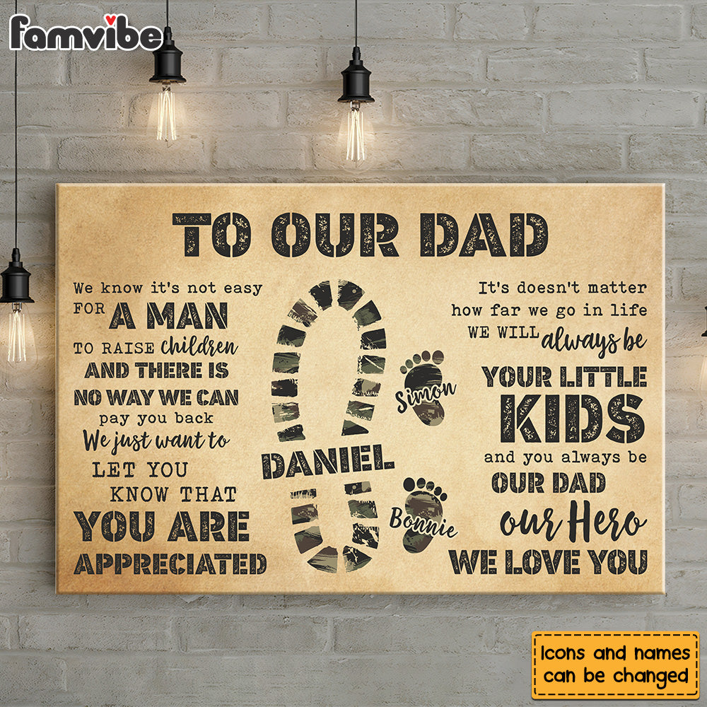 Personalized Gift To My Dad Camo Footprints Canvas Personalized Gift To My Dad Camo Footprints Canvas