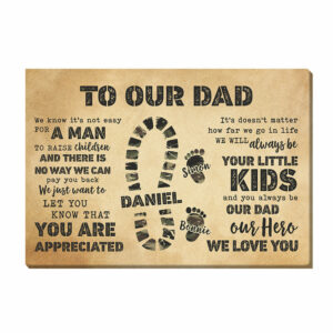 Personalized Gift To My Dad Camo Footprints Canvas