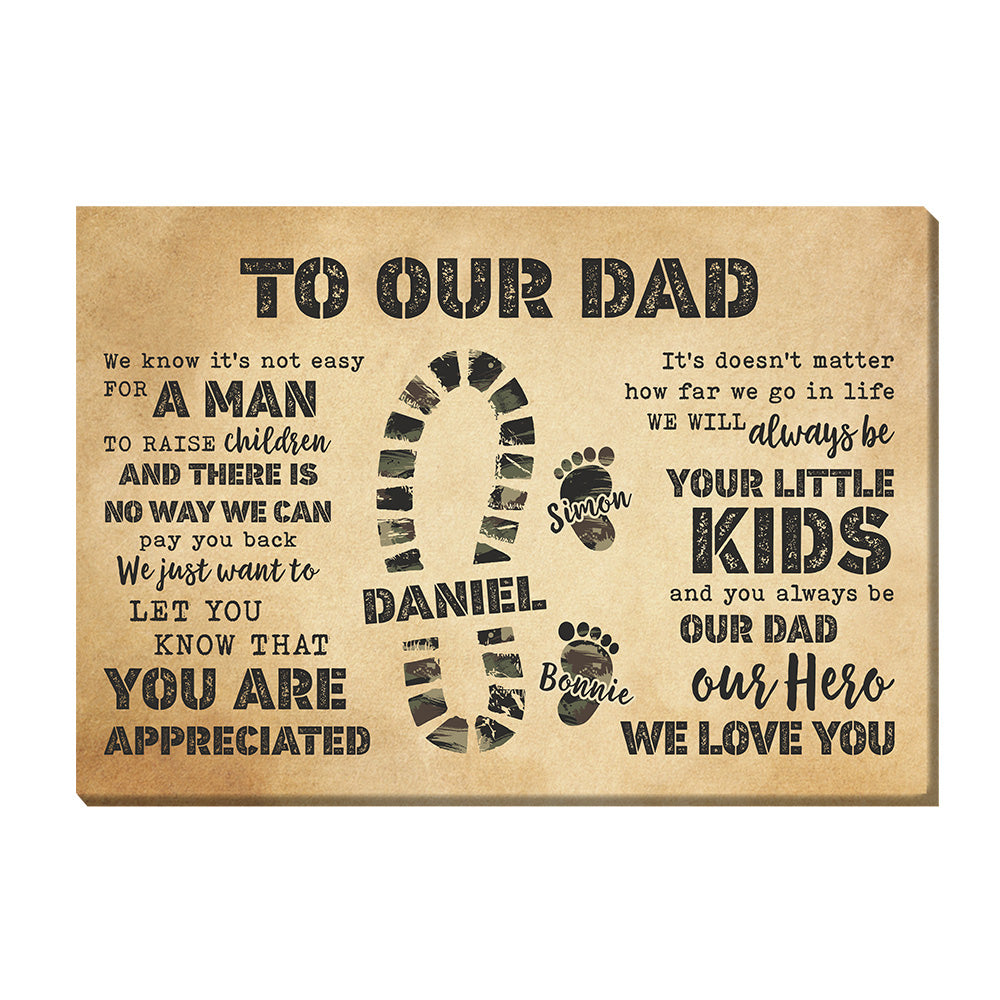 Personalized Gift To My Dad Camo Footprints Canvas Personalized Gift To My Dad Camo Footprints Canvas