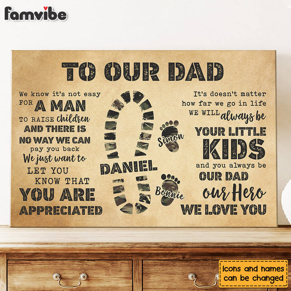 Personalized Gift To My Dad Camo Footprints Canvas Personalized Gift To My Dad Camo Footprints Canvas