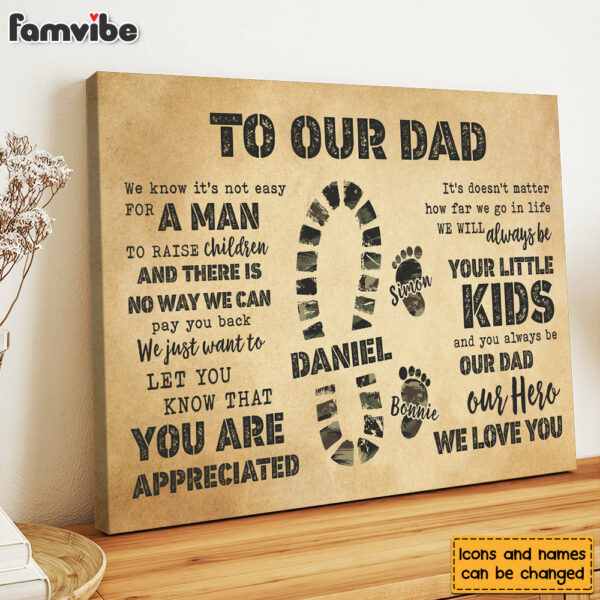 Personalized Gift To My Dad Camo Footprints Canvas