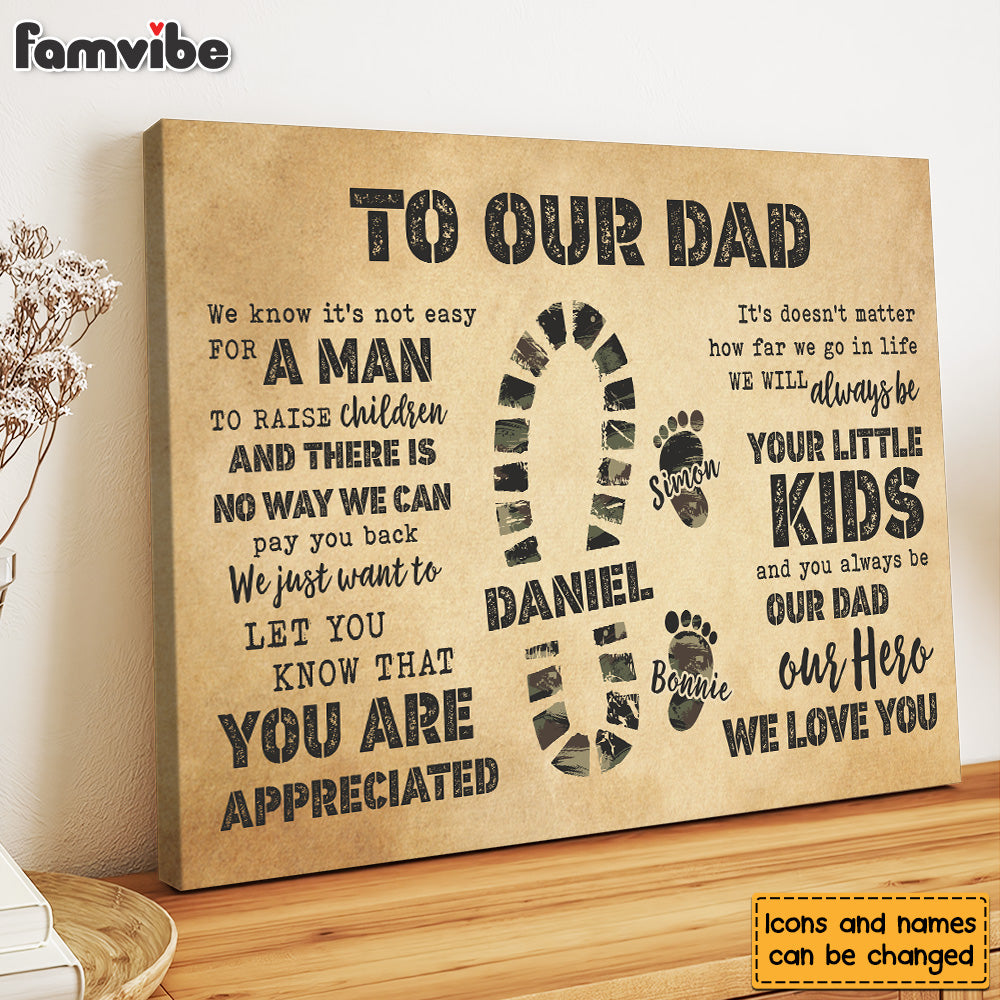 Personalized Gift To My Dad Camo Footprints Canvas Personalized Gift To My Dad Camo Footprints Canvas