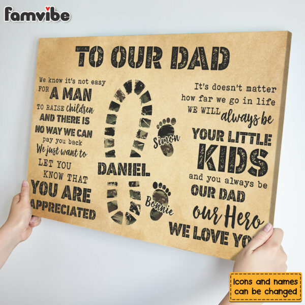 Personalized Gift To My Dad Camo Footprints Canvas