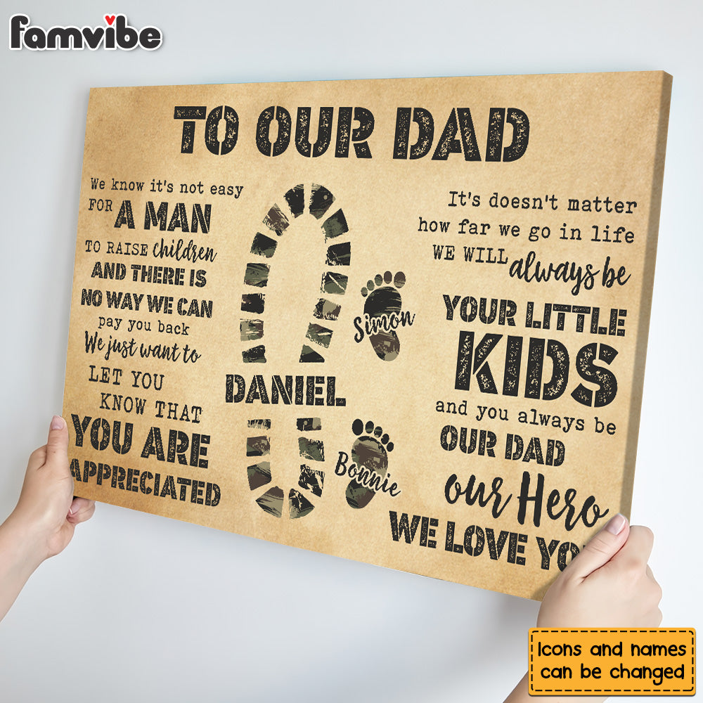 Personalized Gift To My Dad Camo Footprints Canvas Personalized Gift To My Dad Camo Footprints Canvas