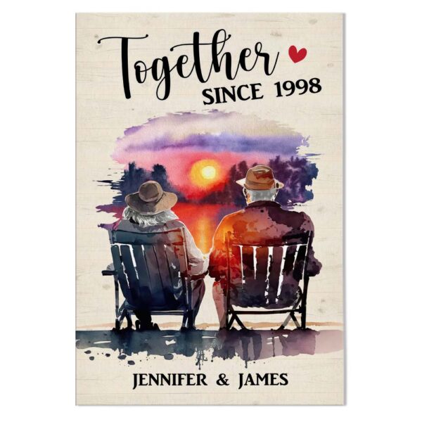 Personalized Gift for Couple Anniversary Sunset Canvas