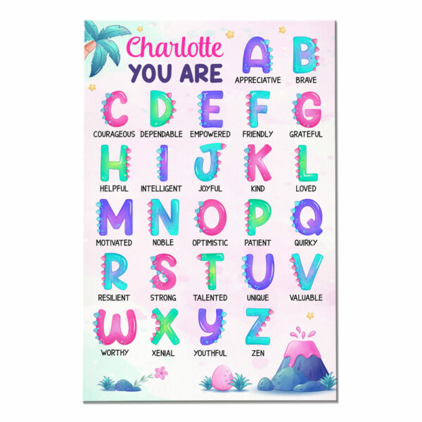 Personalized Gift for Daughter Granddaughter Alphabet Affirmation Canvas
