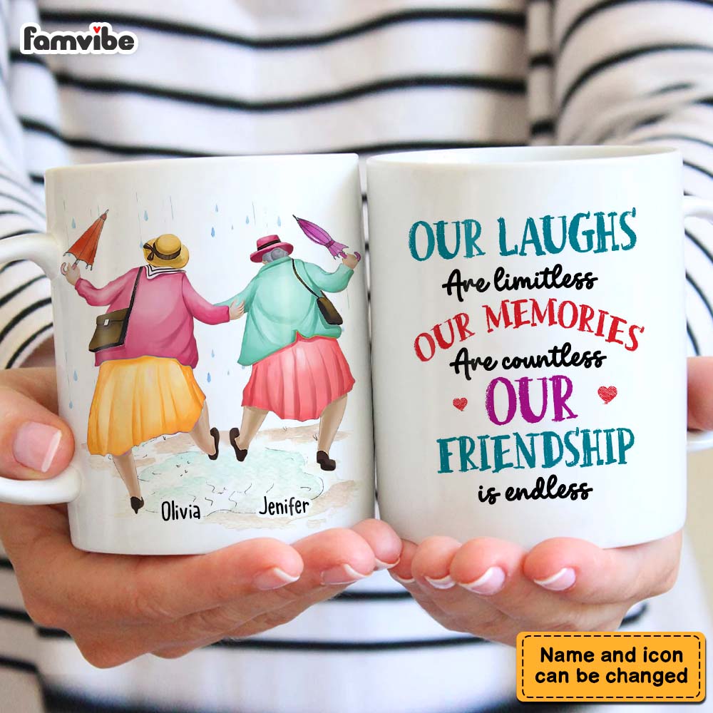 Personalized Gift for Friends limitless laughs Mug Personalized Gift for Friends limitless laughs Mug