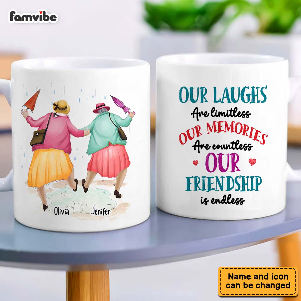 Personalized Gift for Friends limitless laughs Mug Personalized Gift for Friends limitless laughs Mug