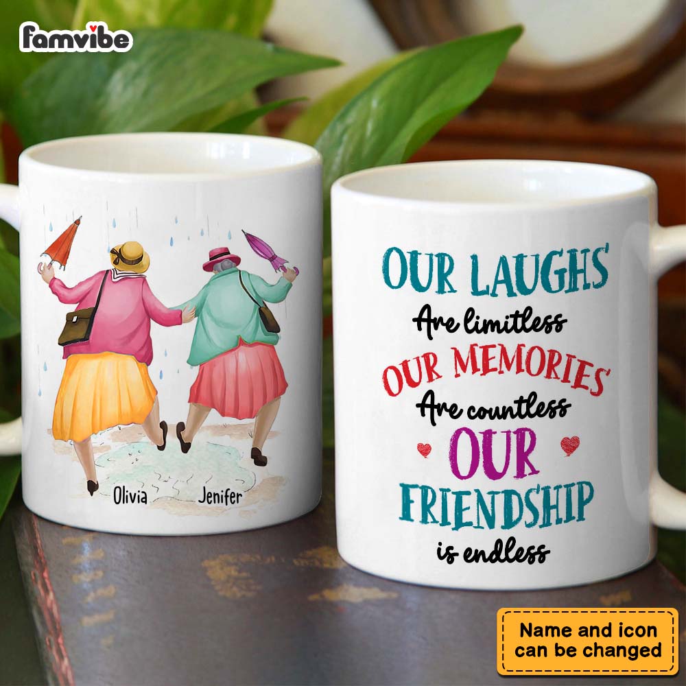 Personalized Gift for Friends limitless laughs Mug Personalized Gift for Friends limitless laughs Mug