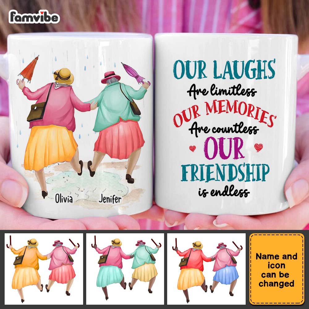 Personalized Gift for Friends limitless laughs Mug Personalized Gift for Friends limitless laughs Mug