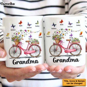 Personalized Gift for Grandma Bicycle With Flowers Mug