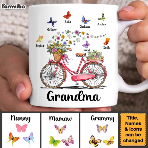 Personalized Gift for Grandma Bicycle With Flowers Mug