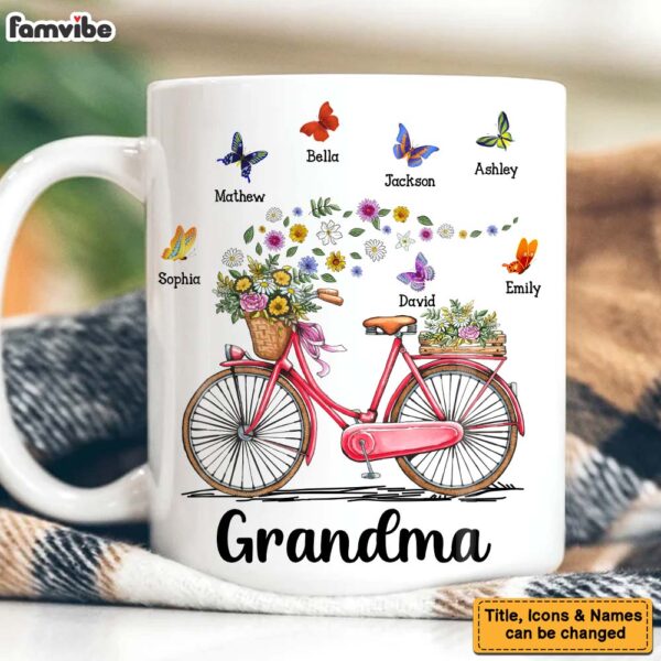 Personalized Gift for Grandma Bicycle With Flowers Mug