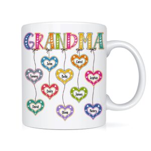 Personalized Gift for Grandma Dangles Heart Mug