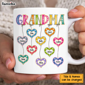 Personalized Gift for Grandma Dangles Heart Mug