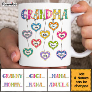 Personalized Gift for Grandma Dangles Heart Mug 4