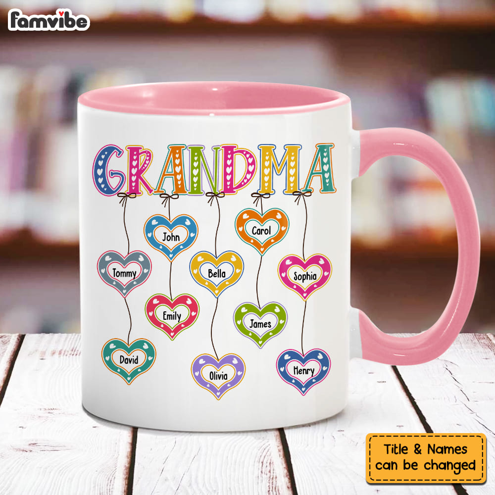 Personalized Gift for Grandma Dangles Heart Mug Personalized Gift for Grandma Dangles Heart Mug
