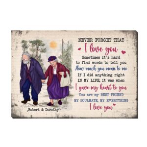 Personalized Gift for Old Couple Never Forget That I Love You Canvas