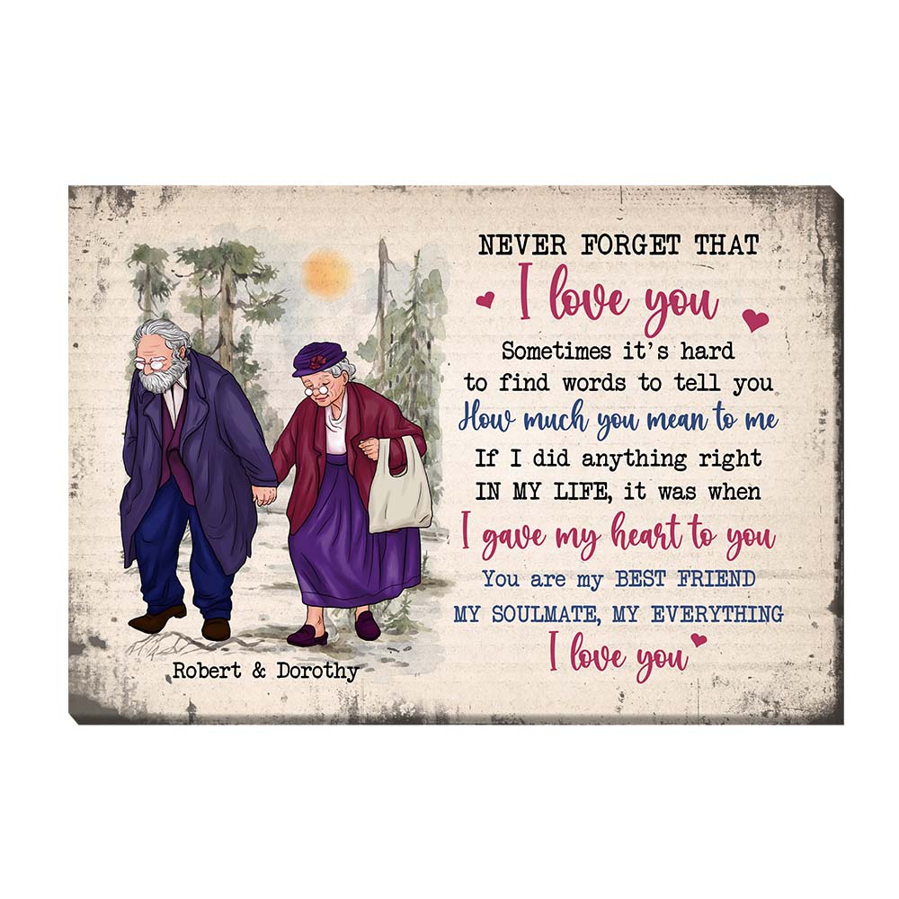 Personalized Gift for Old Couple Never Forget That I Love You Canvas Personalized Gift for Old Couple Never Forget That I Love You Canvas
