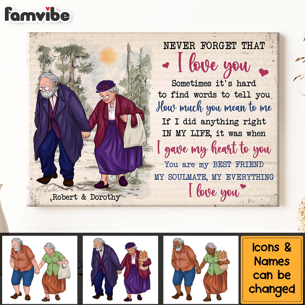Personalized Gift for Old Couple Never Forget That I Love You Canvas Personalized Gift for Old Couple Never Forget That I Love You Canvas