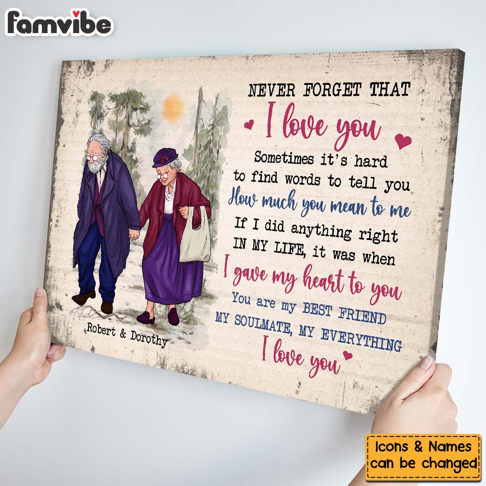 Personalized Gift for Old Couple Never Forget That I Love You Canvas Personalized Gift for Old Couple Never Forget That I Love You Canvas