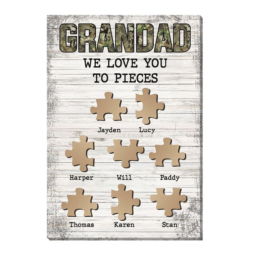 Personalized Grandad We Love You To Pieces Canvas Personalized Grandad We Love You To Pieces Canvas