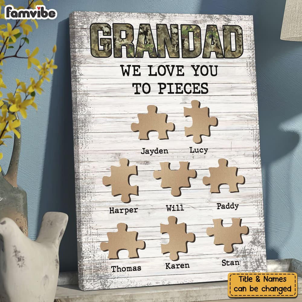 Personalized Grandad We Love You To Pieces Canvas Personalized Grandad We Love You To Pieces Canvas