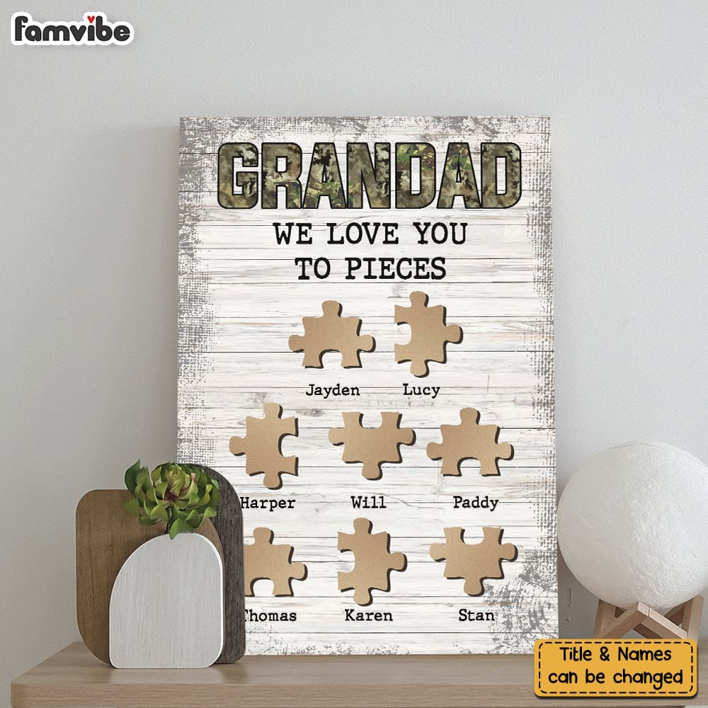Personalized Grandad We Love You To Pieces Canvas Personalized Grandad We Love You To Pieces Canvas