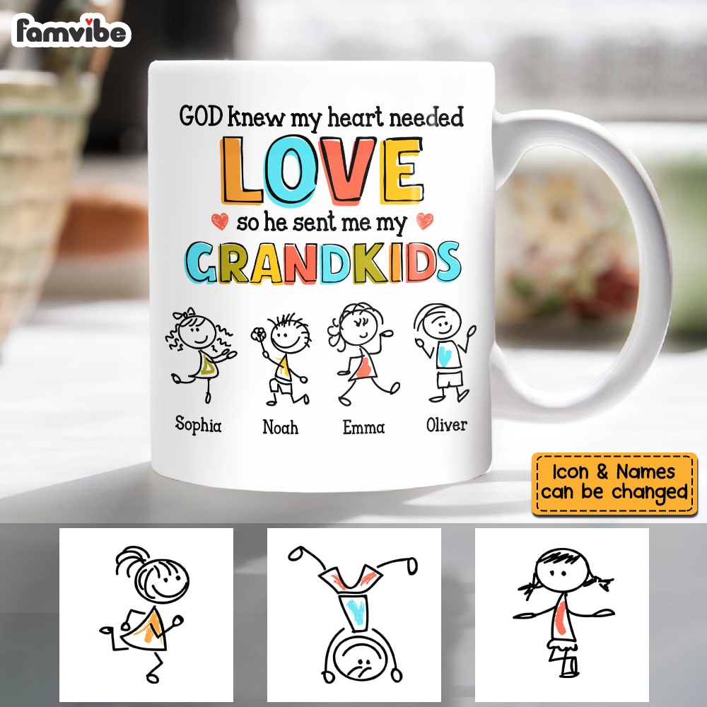 Personalized Grandkid Love Drawing Mug Personalized Grandkid Love Drawing Mug